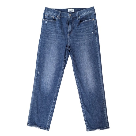 pistola Denim - Pistola Jeans Women 29 Blue High Rise Straight Cigarette Leg Distressed Raw Hem